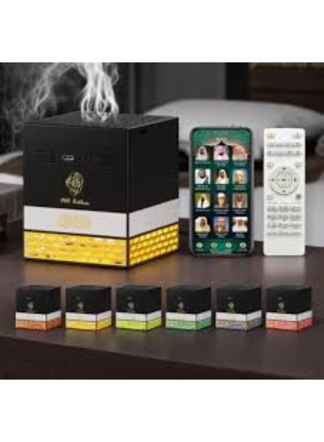 Oud Bukhoor SQ-718 Rechargeable Electric Bukhoor Oud Burner with Full Holy Quran Bluetooth Speaker | Smart Control, Multi-LED Light | Portable Incense Diffuser Incense Burner for Home ,Office & Car - Image 1