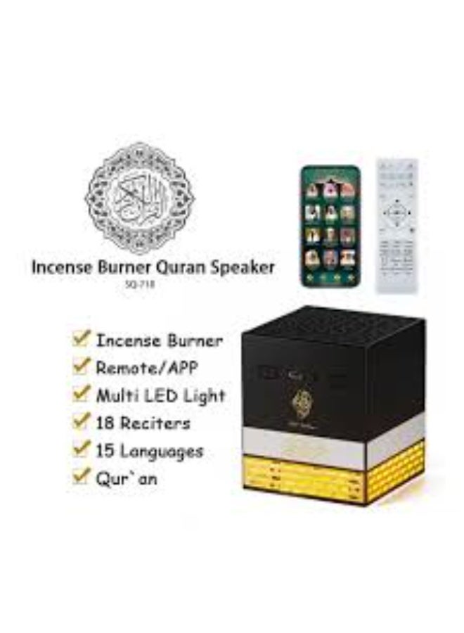 Oud Bukhoor SQ-718 Rechargeable Electric Bukhoor Oud Burner with Full Holy Quran Bluetooth Speaker | Smart Control, Multi-LED Light | Portable Incense Diffuser Incense Burner for Home ,Office & Car - Image 3