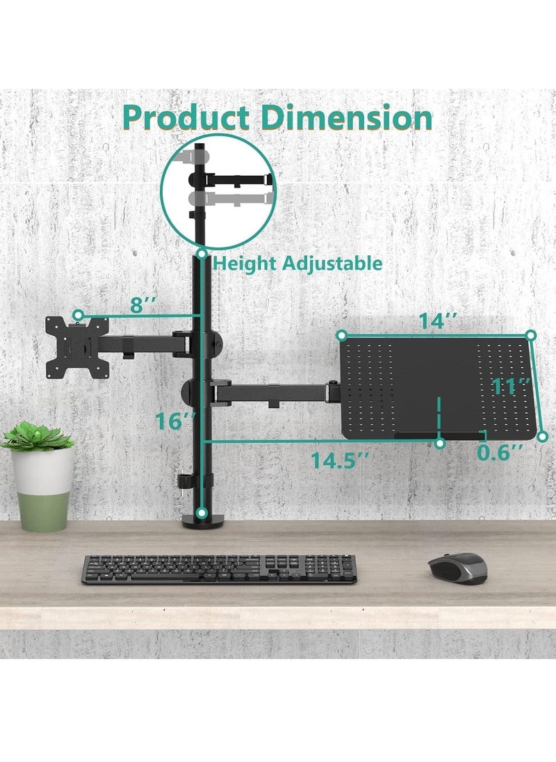 JAJEEK Laptop and Monitor Stand – Fully Adjustable Mount with Laptop Tray for 1 Notebook up to 17 Inches and 1 Screen up to 27 Inches, 22 lbs Capacity (M001LP), Black – Ergonomic, Space-Saving Desk Stand for Work & Gaming - Image 5