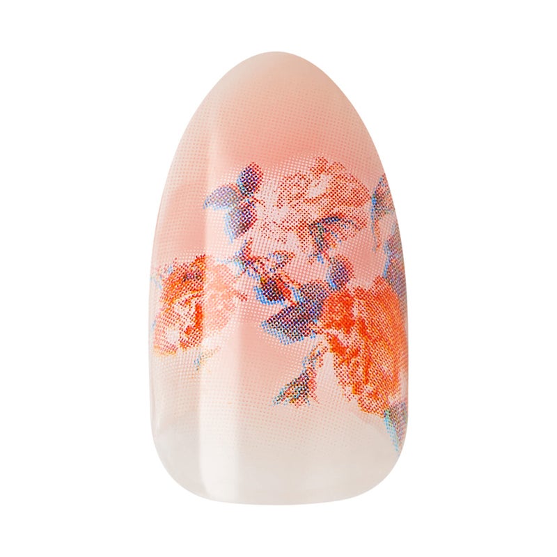 Impress KISS LoveShackFancy x imPRESS Press-On Manicure Limited Edition, Style "Citrus Candy" Medium Almond Pink Press-On Nails, Includes Prep Pad, Mini Nail File, Cuticle Stick, & 30 Fake Nails - Image 4