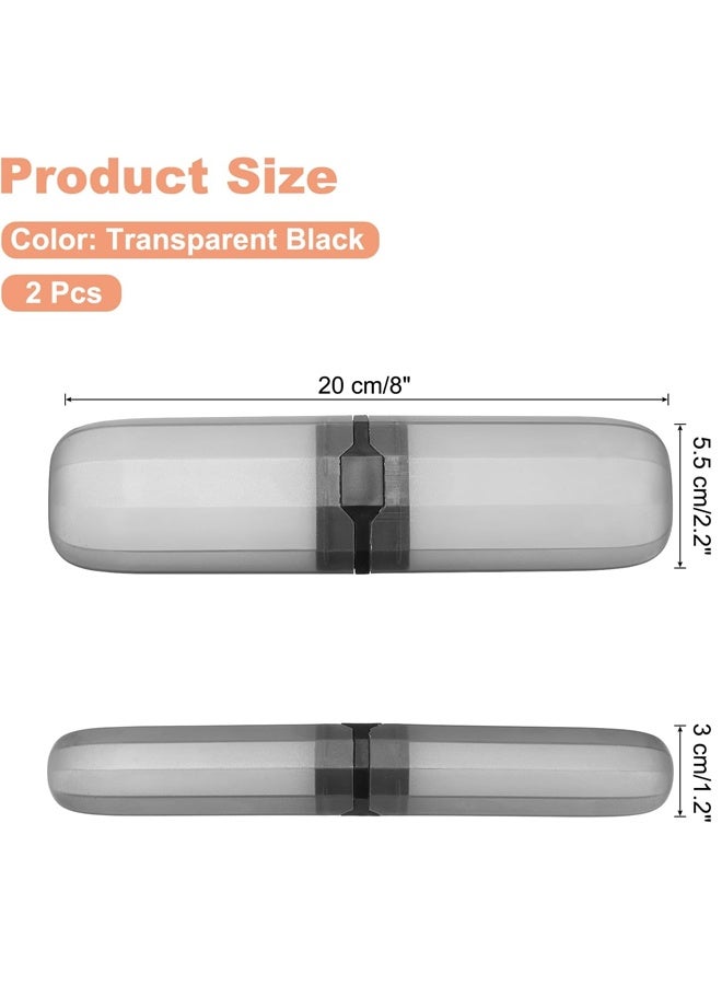 2PCS Transparent Black Toothbrush Travel Case, Plastic Holder, Portable for Traveling - Image 2