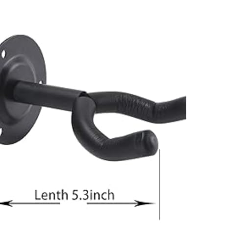 Bee Pack of 2 Wall Mount Guitar Stands with 4 Celluloid Picks | Display Hanger Hook Holder for Acoustic Electric Bass Mandolin Ukelele | Anti-Scratch Bracket with Soft Sponge Cover - Black - Image 4