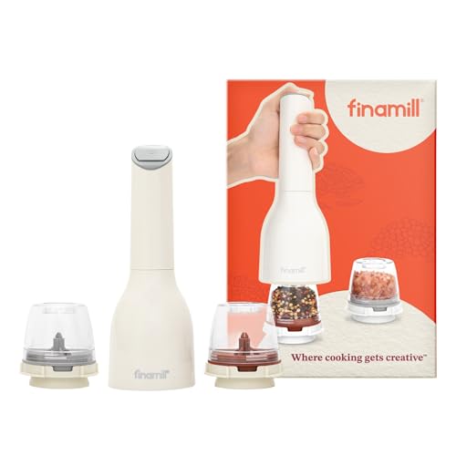 FinaMill Classic Battery Spice Mill Battery Operated Salt and Pepper Grinder Set Includes 2 Interchangeable Spice Pods Adjustable Coarseness Ceramic Grinder LED Light Home and Kitchen Gift Set - Image 1