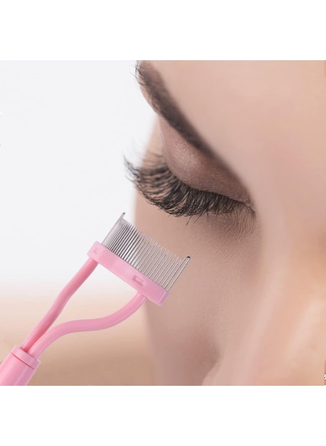 MSQ Eyelash Comb Separator MSQ Eyelash Mascara Brush and Comb Lash Separator With Comb Cover Arc Designed Cosmetic Brushes Tool Pink (1PCS)  - Image 3