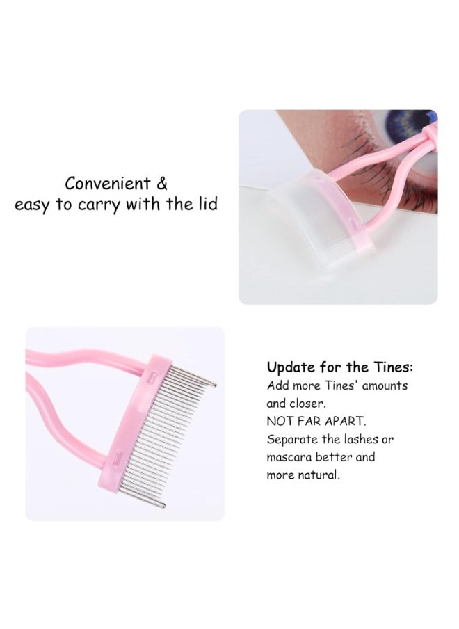 MSQ Eyelash Comb Separator MSQ Eyelash Mascara Brush and Comb Lash Separator With Comb Cover Arc Designed Cosmetic Brushes Tool Pink (1PCS)  - Image 2