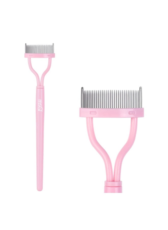 MSQ Eyelash Comb Separator MSQ Eyelash Mascara Brush and Comb Lash Separator With Comb Cover Arc Designed Cosmetic Brushes Tool Pink (1PCS)  - Image 1