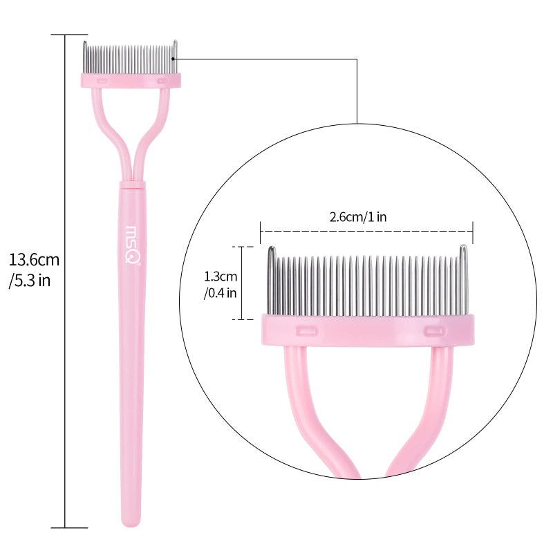 MSQ Eyelash Comb Separator MSQ Eyelash Mascara Brush and Comb Lash Separator With Comb Cover Arc Designed Cosmetic Brushes Tool Pink (1PCS) - Image 5