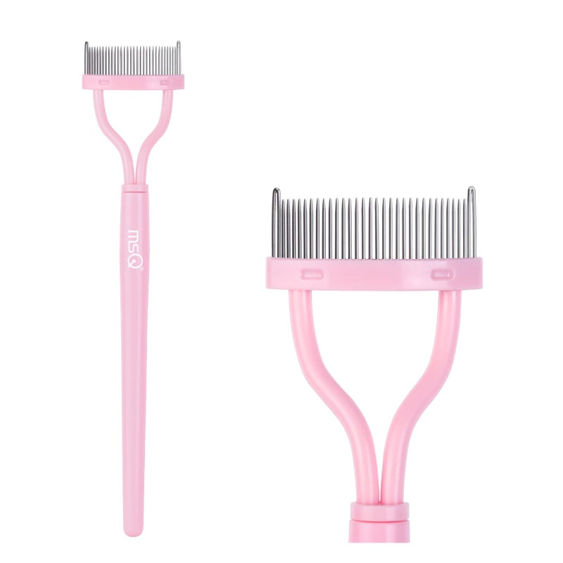 MSQ Eyelash Comb Separator MSQ Eyelash Mascara Brush and Comb Lash Separator With Comb Cover Arc Designed Cosmetic Brushes Tool Pink (1PCS) - Image 1