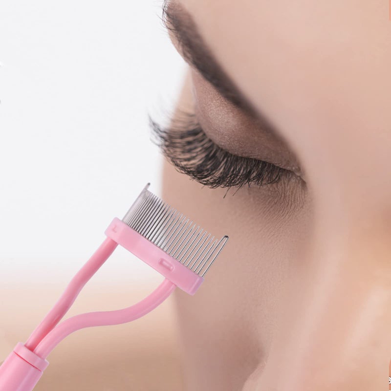 MSQ Eyelash Comb Separator MSQ Eyelash Mascara Brush and Comb Lash Separator With Comb Cover Arc Designed Cosmetic Brushes Tool Pink (1PCS) - Image 3