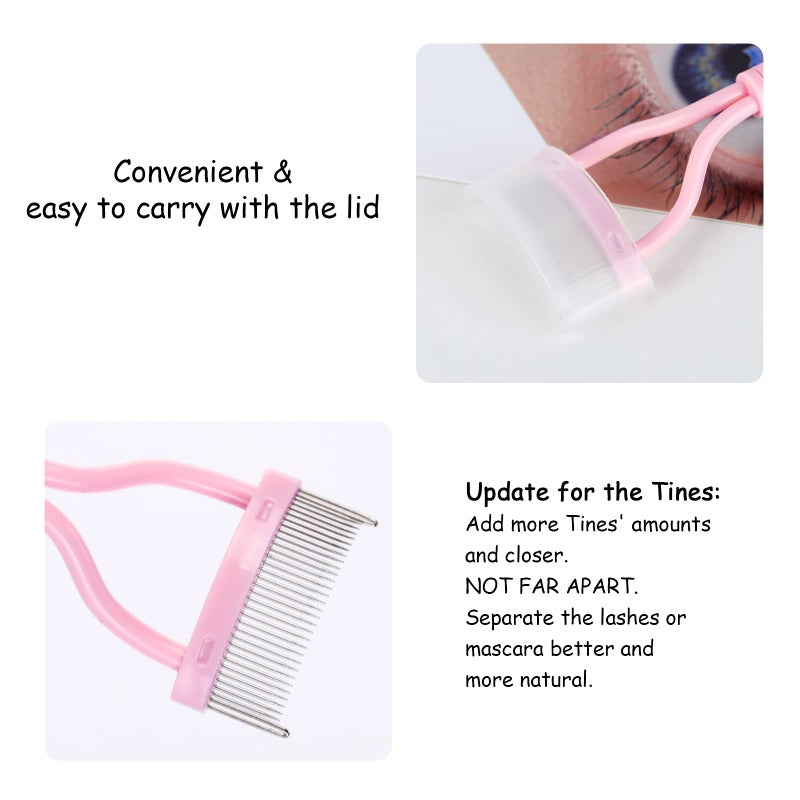 MSQ Eyelash Comb Separator MSQ Eyelash Mascara Brush and Comb Lash Separator With Comb Cover Arc Designed Cosmetic Brushes Tool Pink (1PCS) - Image 4