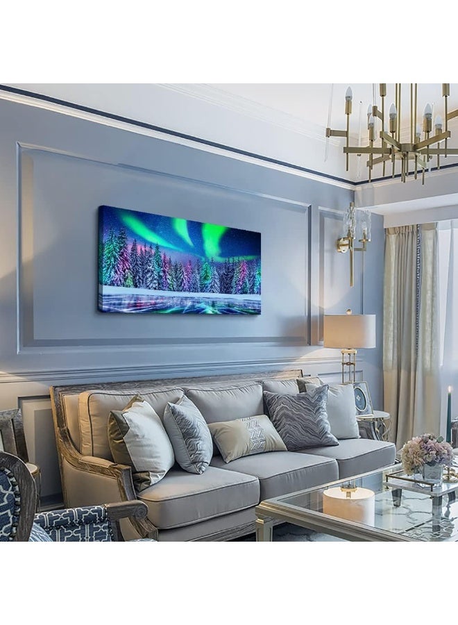 Lapremoly Canvas Wall Art For Living Room Large Size Family Wall Decorations For Bedroom Modern Office Wall Decor Paintings Aurora Forest Hang Pictures Artwork Farmhouse Canvas Art Prints Kitchen Home Decor - Image 2