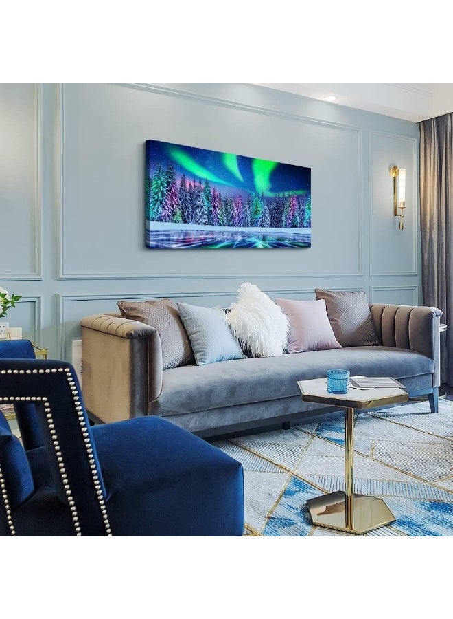 Lapremoly Canvas Wall Art For Living Room Large Size Family Wall Decorations For Bedroom Modern Office Wall Decor Paintings Aurora Forest Hang Pictures Artwork Farmhouse Canvas Art Prints Kitchen Home Decor - Image 4