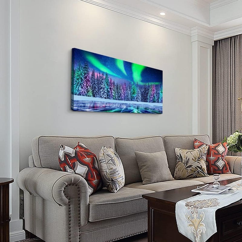 Lapremoly Canvas Wall Art For Living Room Large Size Family Wall Decorations For Bedroom Modern Office Wall Decor Paintings Aurora Forest Hang Pictures Artwork Farmhouse Canvas Art Prints Kitchen Home Decor - Image 5