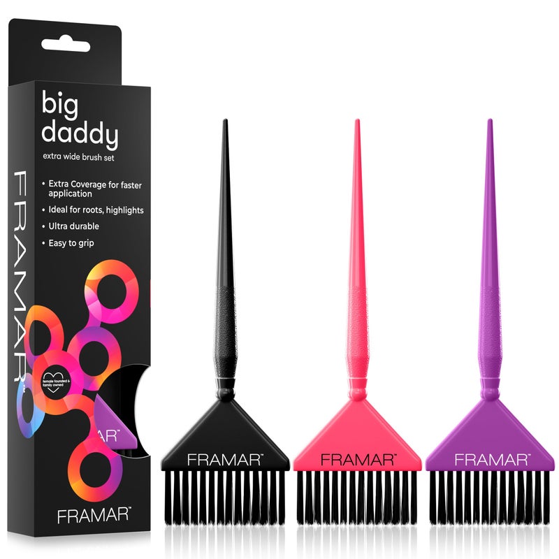 Framar Hair Color Brush Set Hair Dye Brush Kit Hair Coloring Brushes for Hair Stylist Tint Brushes for Hair Color Tapered Edges for Precision 3 Pack