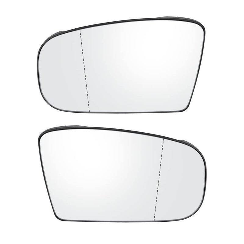 RAGBUSCLE Replacement Side Mirror Glass Heated with Back Plate Rearview Power Heated Mirror Glass Compatible with Mercedes Benz SClass W220 19982002 CLClass W215 20002003 White Pair
