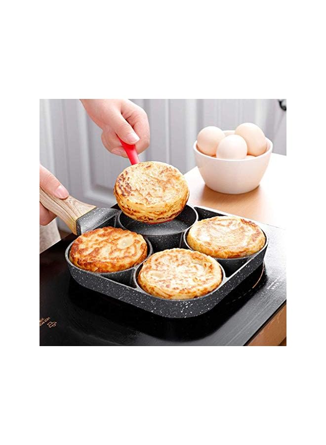 ECVV 4 Hole Omelet Pan for Burger Eggs Ham Pancake Maker Wooden Handle Frying Pot Non-Stick Cooking Breakfast - Image 3