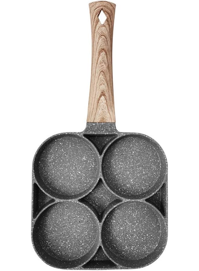 ECVV 4 Hole Omelet Pan for Burger Eggs Ham Pancake Maker Wooden Handle Frying Pot Non-Stick Cooking Breakfast - Image 1