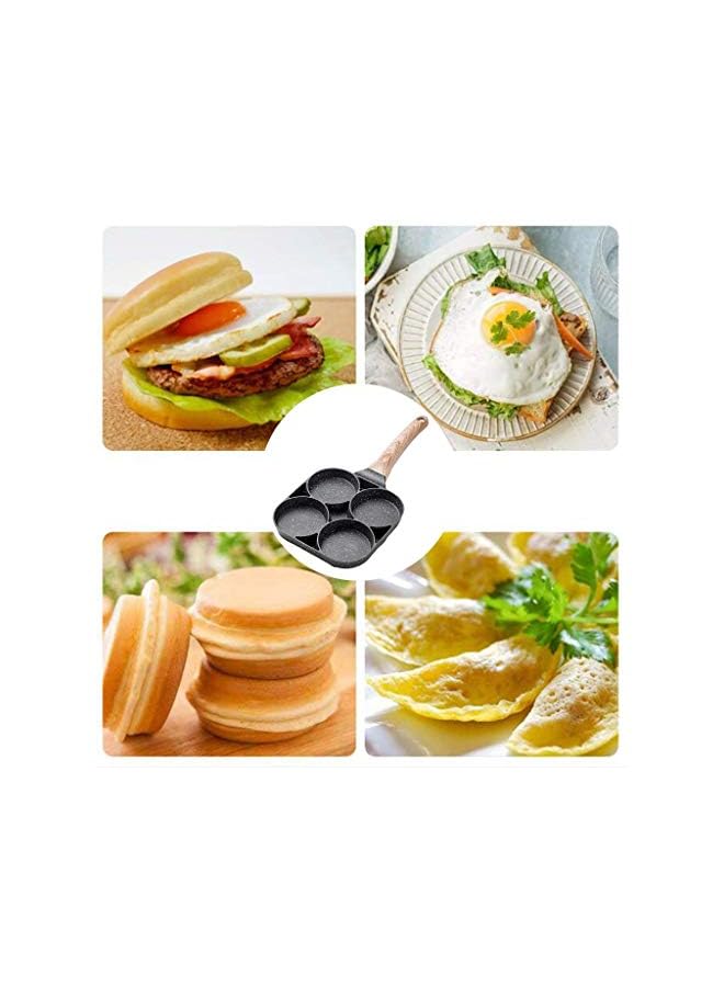 ECVV 4 Hole Omelet Pan for Burger Eggs Ham Pancake Maker Wooden Handle Frying Pot Non-Stick Cooking Breakfast - Image 5