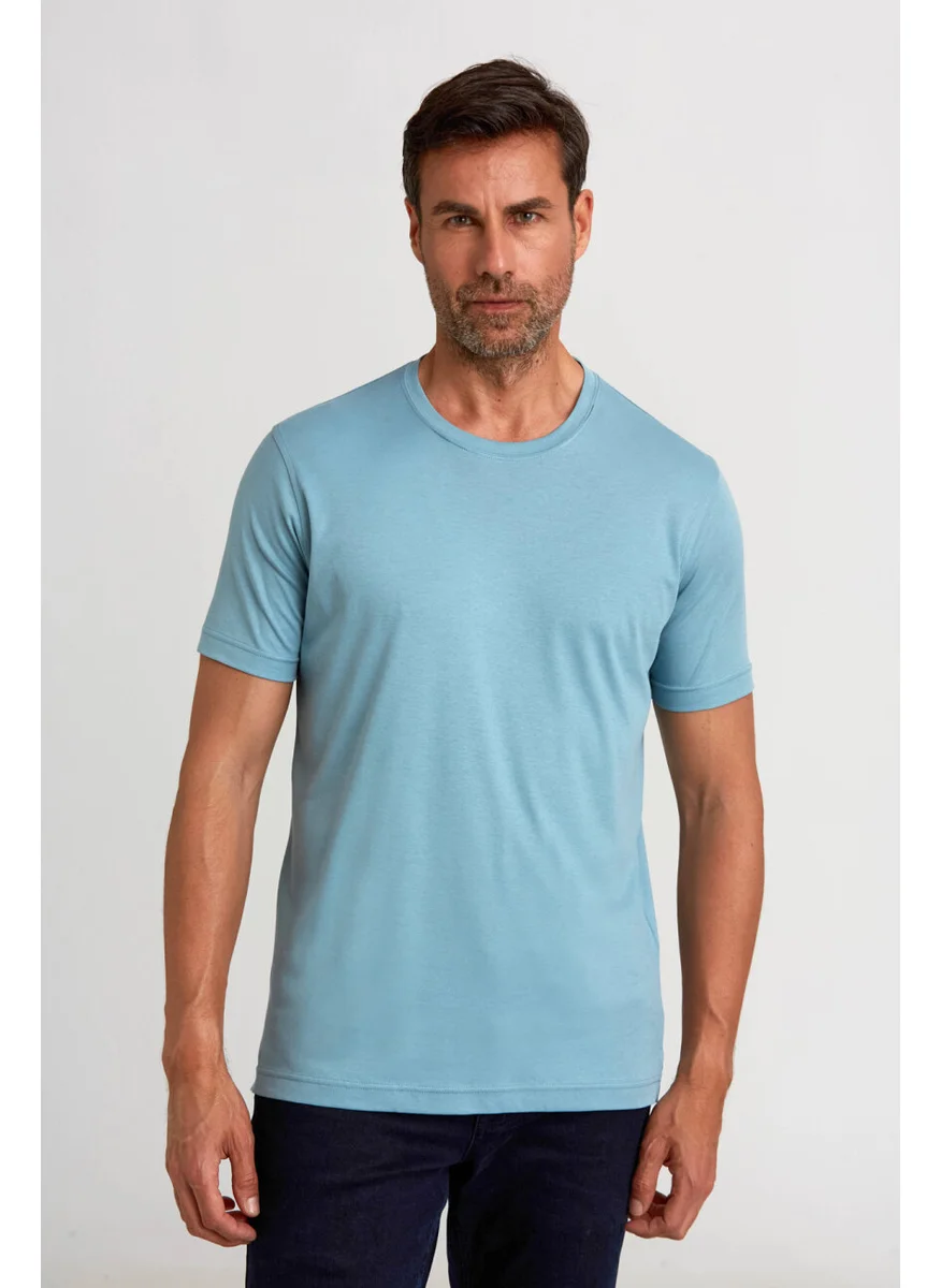 Bisse Men's O Neck T-Shirt Green Green TS24Y24104_D47
