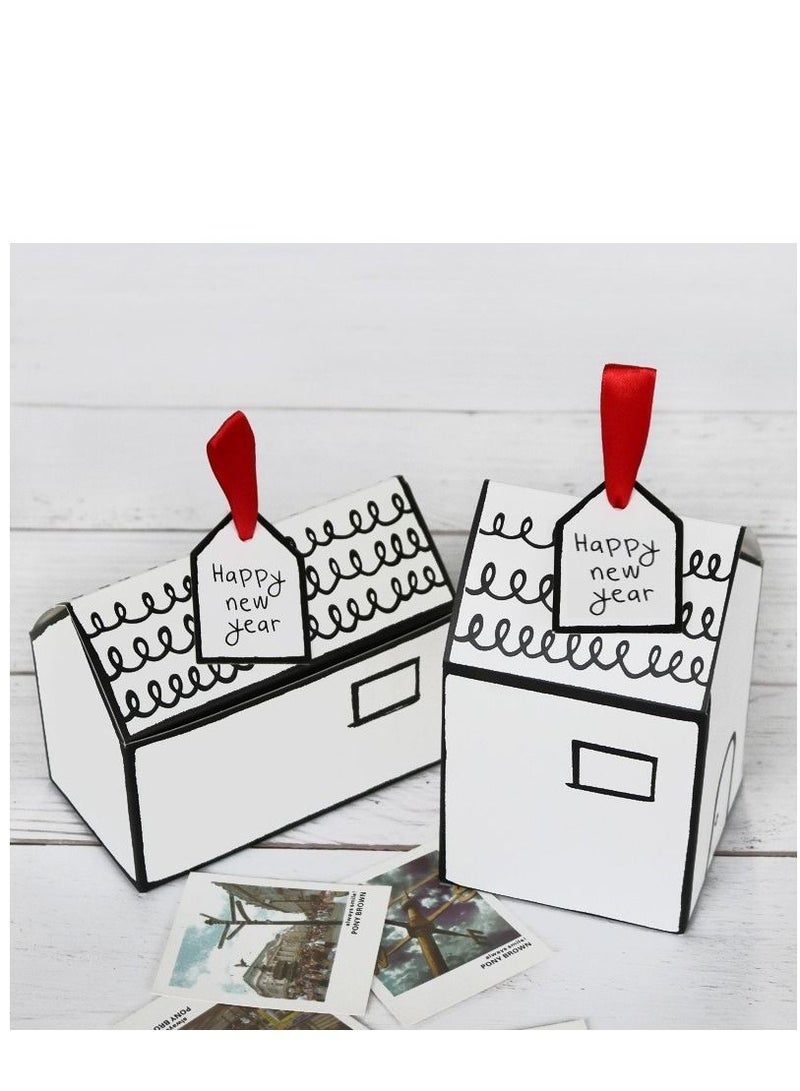 Pack of 10 Candy Cookie Boxes 8.5*8.5*9.5 cm/5PCS 13x7x6.5 cm/5PCS Biscuit Boxes Large Size Candy Favor Paper Boxes For Happy New Year Party Gifts Box(Happy New Year) - Image 1