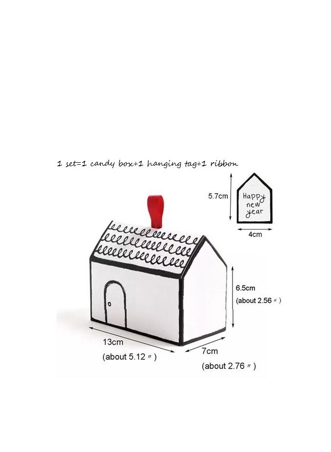 Pack of 10 Candy Cookie Boxes 8.5*8.5*9.5 cm/5PCS 13x7x6.5 cm/5PCS Biscuit Boxes Large Size Candy Favor Paper Boxes For Happy New Year Party Gifts Box(Happy New Year) - Image 3