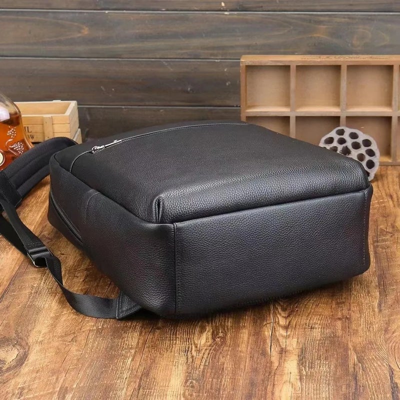 Y&D Men's Hot Selling Low Price Black Full Grain Genuine Cowhide Leather Business School Backpack with Laptop Compartment - Image 5