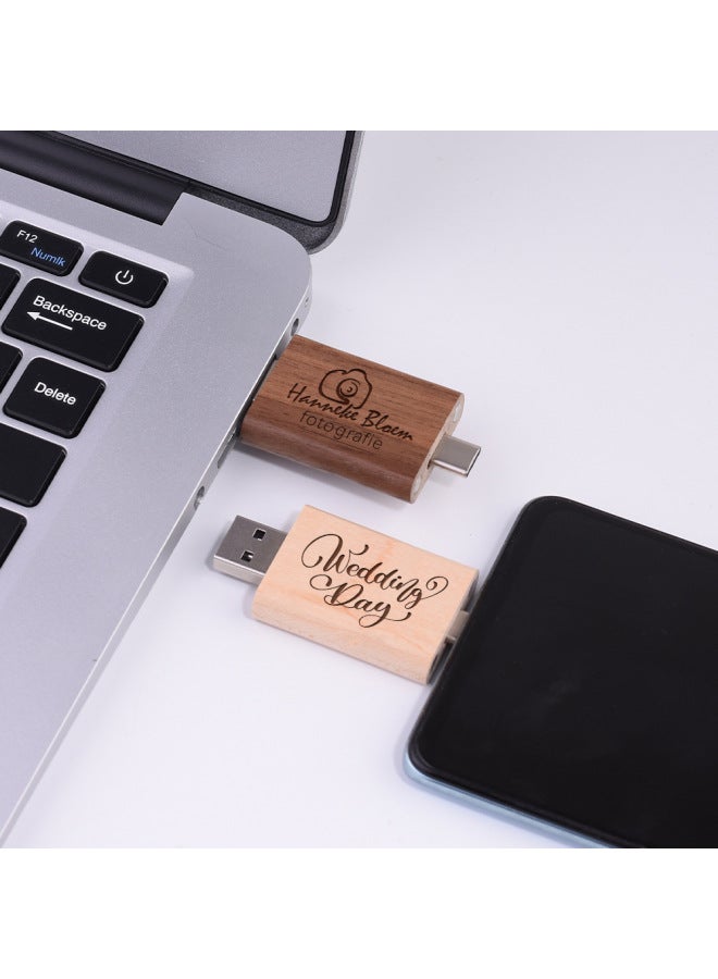 JASTER Wooden USB 3.0 USB Disk 128GB Large Capacity Mobile Phone USB Disk Creative Printable Engraving Graduation Gift-Colour:Maple Flip Usb Drive 2.0-Capacity:128GB - Image 4
