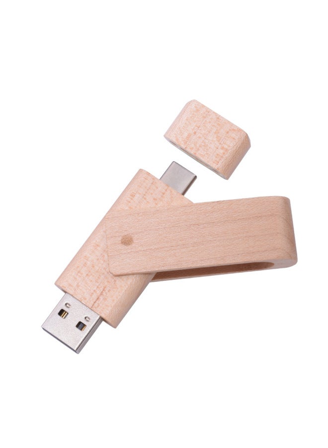 JASTER Wooden USB 3.0 USB Disk 128GB Large Capacity Mobile Phone USB Disk Creative Printable Engraving Graduation Gift-Colour:Maple Flip Usb Drive 2.0-Capacity:128GB - Image 1