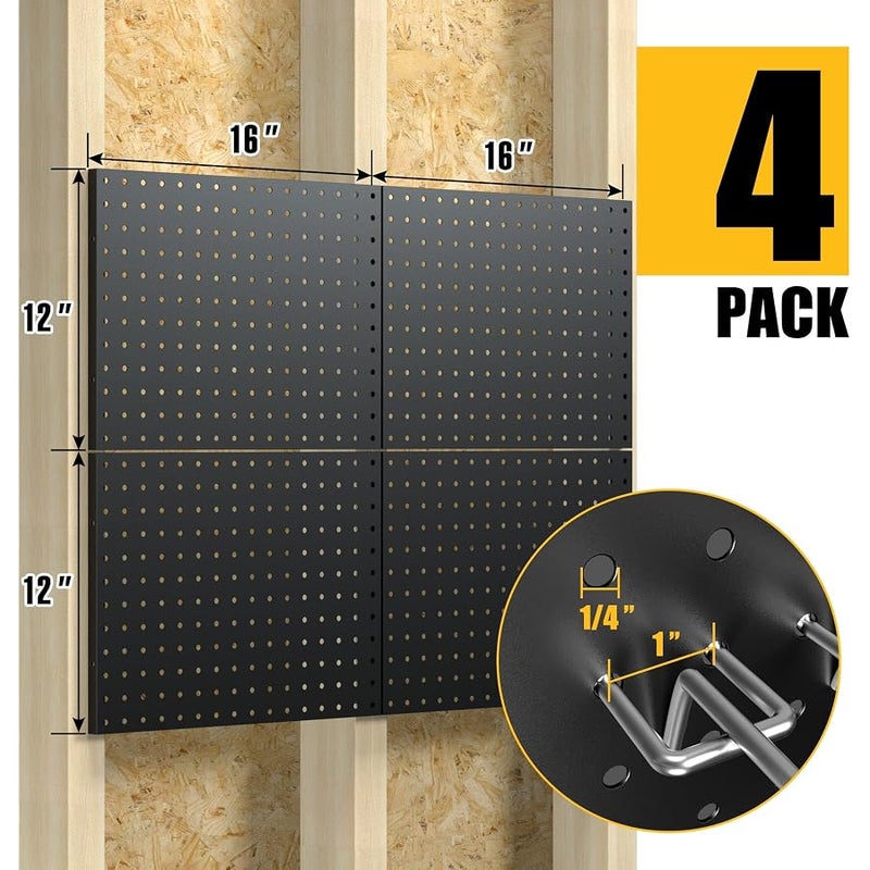 Spampur Peg Board, 4/6/8 Pack Metal Pegboard Panels White & Black Pegboards Wall Organizer with 50 Pcs Hooks, Peg Board for Walls Home, Garage Tool Storage, Office Organization, Kitchen, Craft Room - Image 3