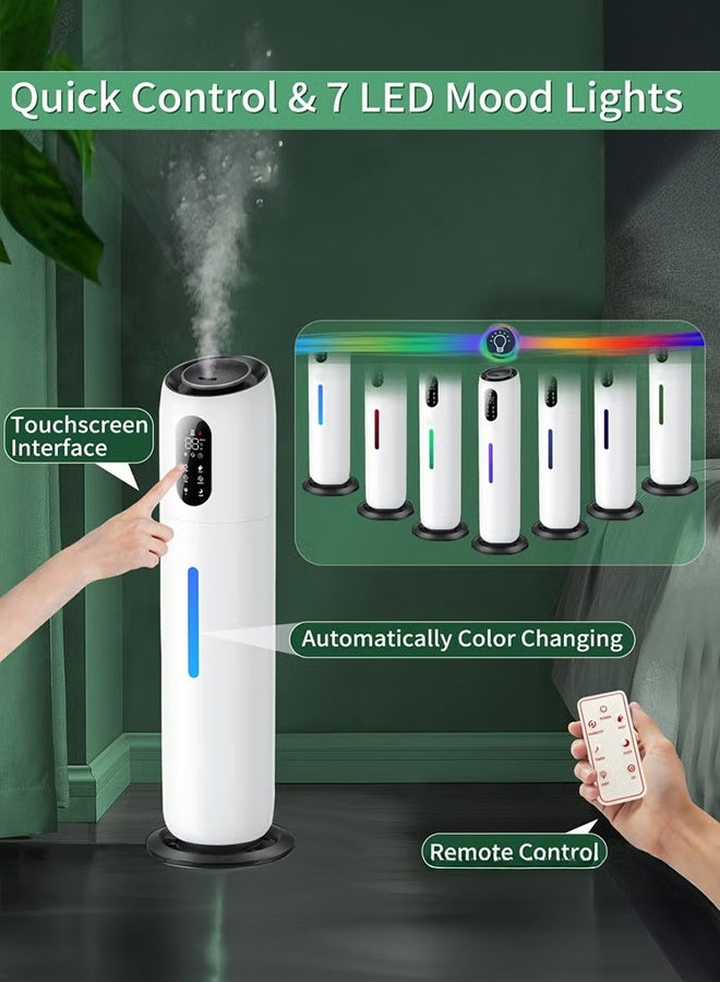 XiuWoo Humidifiers for Bedroom Large Room 9L Ultrasonic Cool Mist Humidifier Top Fill with 360°Nozzle,Sleep Mode, Auto Shut-Off, Remote & Touch Control Large Humidifier for Baby, Home, Office, White - Image 2