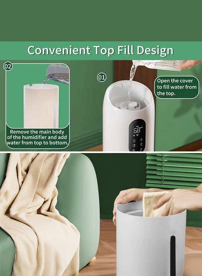 XiuWoo Humidifiers for Bedroom Large Room 9L Ultrasonic Cool Mist Humidifier Top Fill with 360°Nozzle,Sleep Mode, Auto Shut-Off, Remote & Touch Control Large Humidifier for Baby, Home, Office, White - Image 5