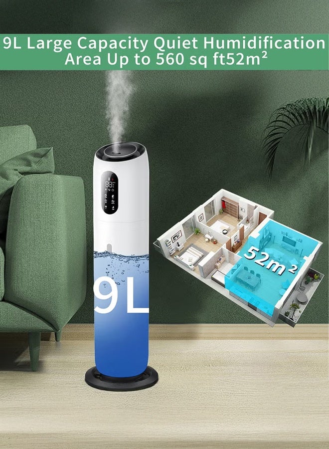 XiuWoo Humidifiers for Bedroom Large Room 9L Ultrasonic Cool Mist Humidifier Top Fill with 360°Nozzle,Sleep Mode, Auto Shut-Off, Remote & Touch Control Large Humidifier for Baby, Home, Office, White - Image 3