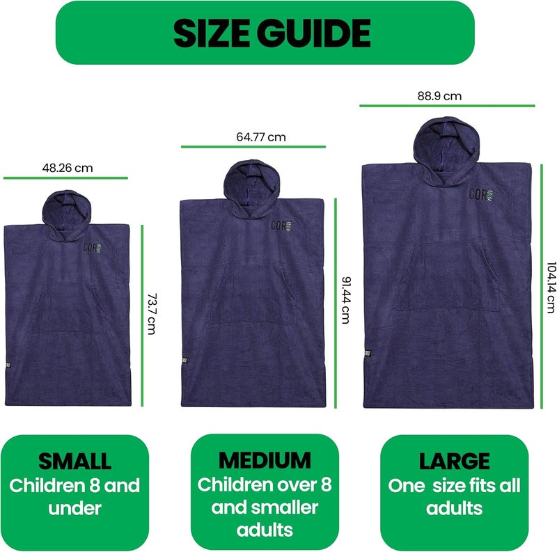 COR Surf Store رداء تغيير بونشو مع غطاء ورقم جيب أمامي | منشفة ميكروفايبر سميكة سريعة الجفاف - Image 4