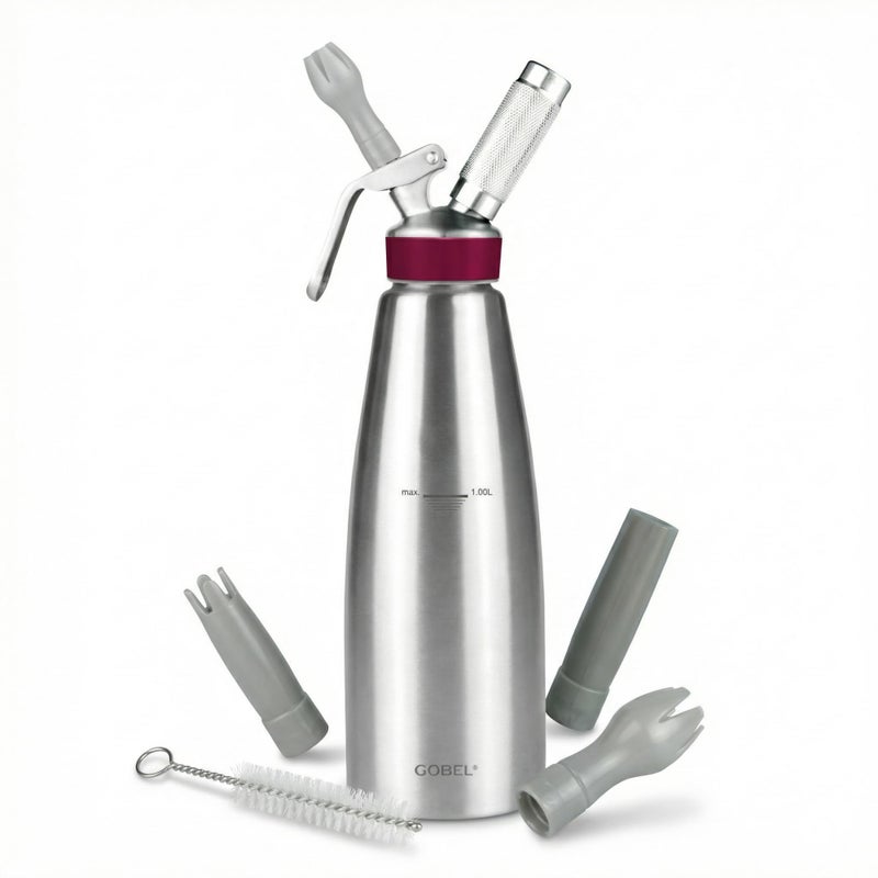 GOBEL Stainless Steel Professional Whipped Cream Dispenser 1 Quart For Hot and Cold Preparations Dishwasher safe NF Certified - Image 2