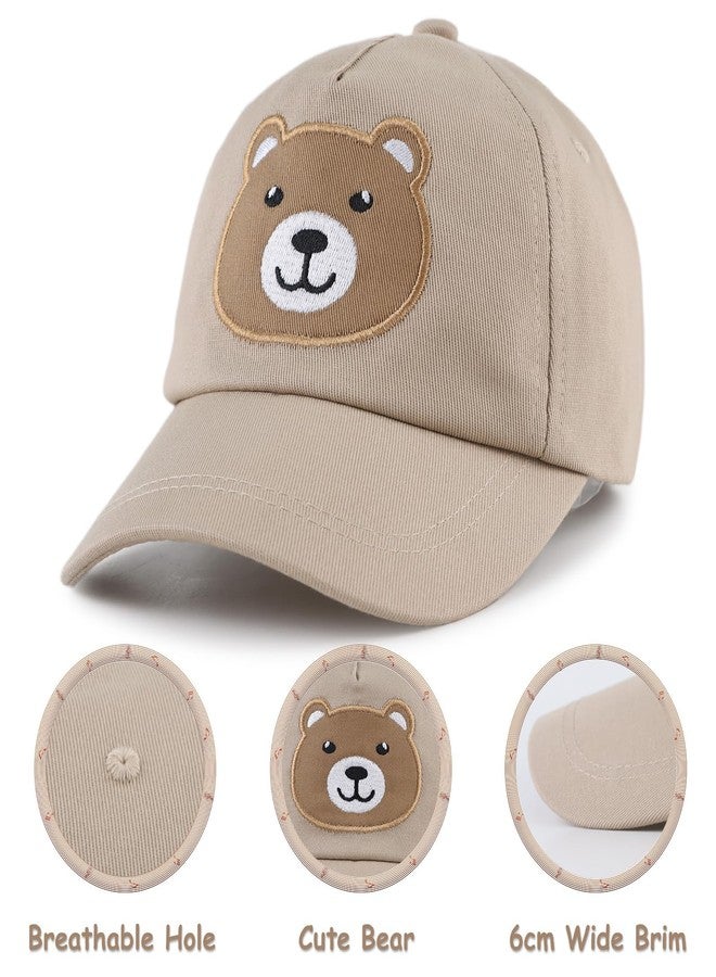 Zsedrut Baby Baseball Cap Toddler Boys Girls Sun Hat Kids Adjustable Cotton Caps Lightweight Trucker Hats (6-24M, Khaki Bear) - Image 4