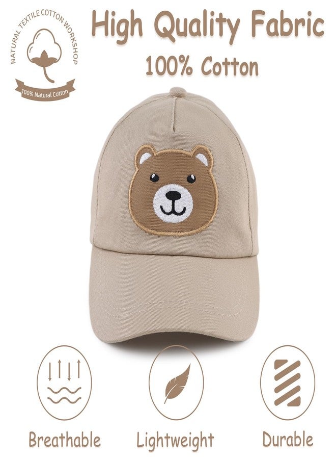 Zsedrut Baby Baseball Cap Toddler Boys Girls Sun Hat Kids Adjustable Cotton Caps Lightweight Trucker Hats (6-24M, Khaki Bear) - Image 2