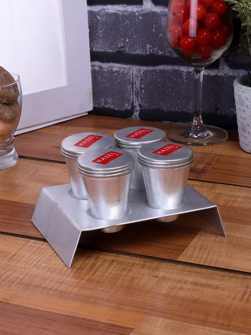 Hazel Kulfi Moulds Set Aluminium | Traditional Ice Cream Medium Mould Set of 4 | Kulfi Moulds Set with Stand | Reusable Ice Cream Maker Popsicle Mould - Image 2