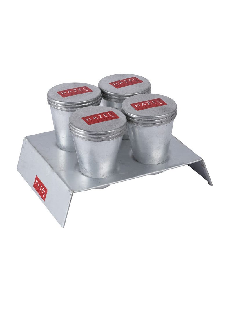 Hazel Kulfi Moulds Set Aluminium | Traditional Ice Cream Medium Mould Set of 4 | Kulfi Moulds Set with Stand | Reusable Ice Cream Maker Popsicle Mould - Image 1