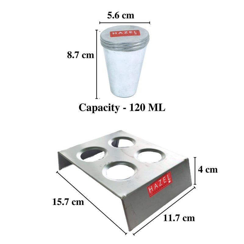 Hazel Kulfi Moulds Set Aluminium | Traditional Ice Cream Medium Mould Set of 4 | Kulfi Moulds Set with Stand | Reusable Ice Cream Maker Popsicle Mould - Image 4