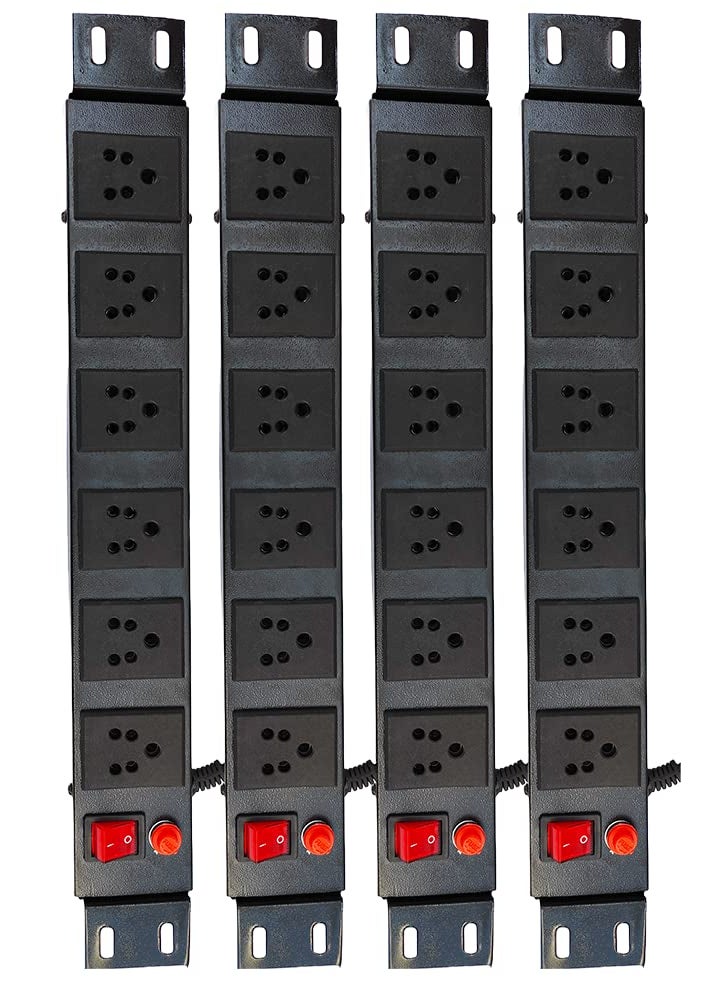 Generic KN Group India - Spike Guard, Extension Cord, Commercial and Household Purpose, Fuse Protector 6 Socket in 1 Switch Extension Board Desk with Power Cord -1.25 mtr - Black (Pack of 4)  - Image 1