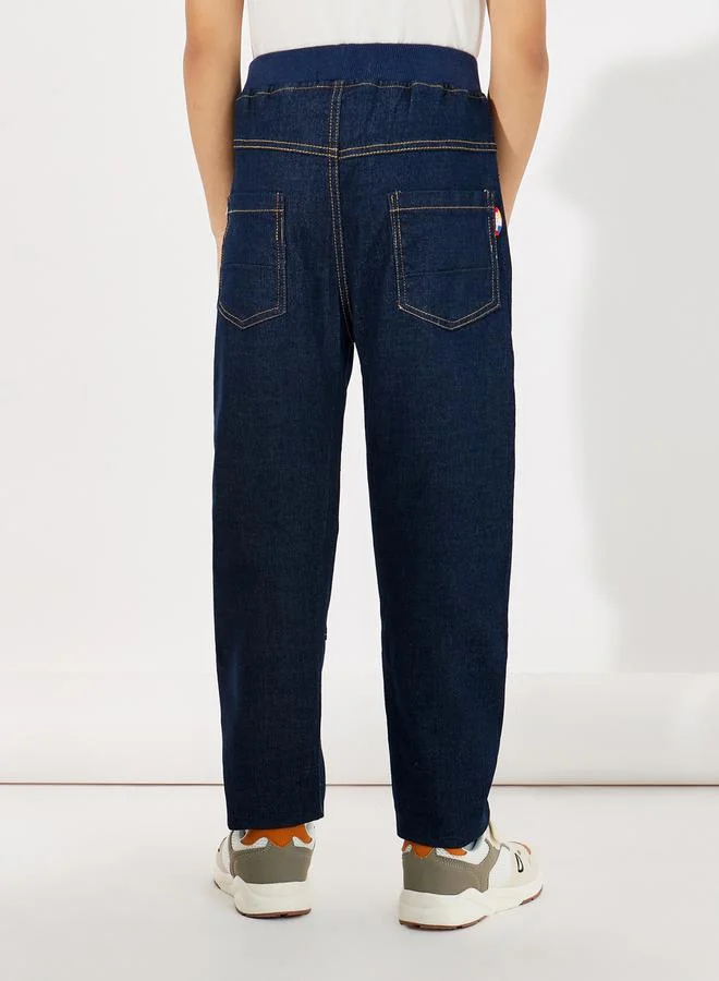 Styli Elastic Waistband Pocket Detail Slim Fit Jeans