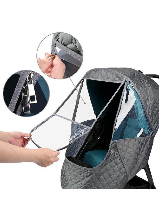 Bebamour Stroller Rain Cover,Universal Stroller Accessory,Waterproof,Windproof Protection,Protect from Dust Snow,Baby Travel Weather Shield (Dark Grey) - Image 2