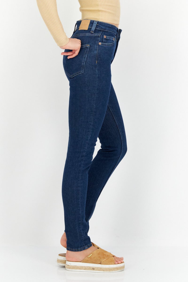 Weekday Women Skinny Fit Washed Stretchable Denim Jeans, Blue - Image 3