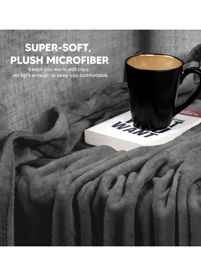 Utopia Bedding - Fleece Blanket Queen Size Grey 300Gsm Luxury Bed Blanket Anti Static Fuzzy Soft Blanket Microfiber 90X90 Inches - Image 1