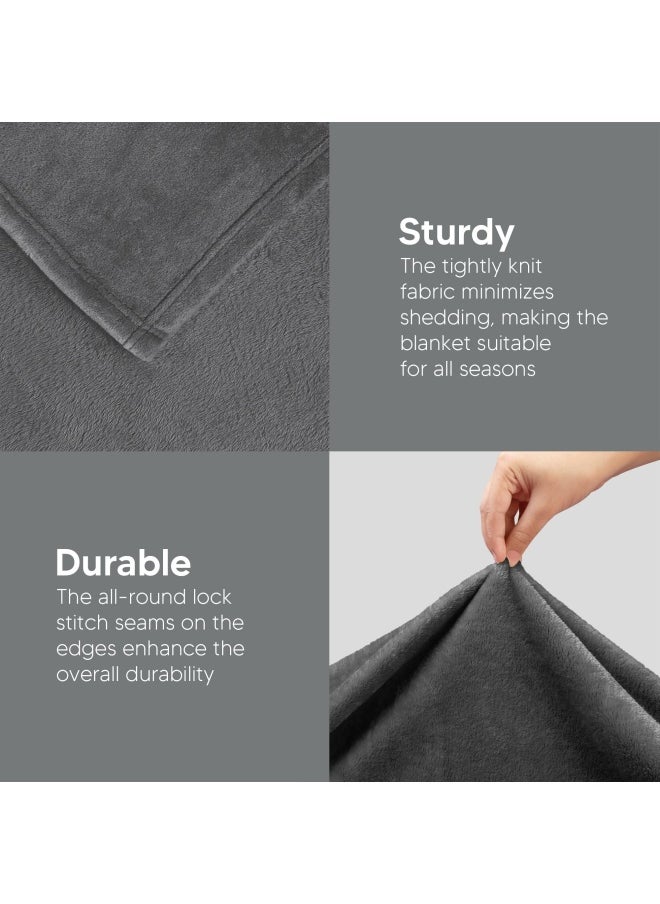 Utopia Bedding - Fleece Blanket Queen Size Grey 300Gsm Luxury Bed Blanket Anti Static Fuzzy Soft Blanket Microfiber 90X90 Inches - Image 1