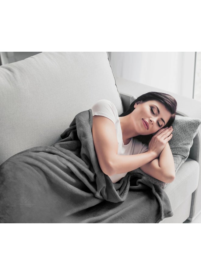 Utopia Bedding - Fleece Blanket Queen Size Grey 300Gsm Luxury Bed Blanket Anti Static Fuzzy Soft Blanket Microfiber 90X90 Inches - Image 1