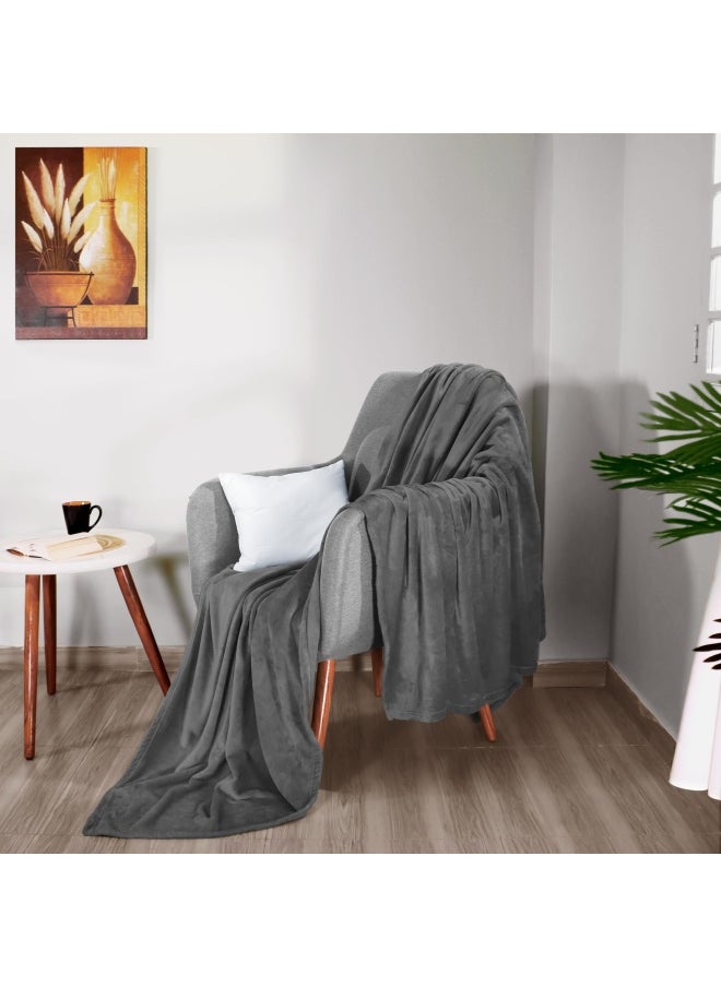 Utopia Bedding - Fleece Blanket Queen Size Grey 300Gsm Luxury Bed Blanket Anti Static Fuzzy Soft Blanket Microfiber 90X90 Inches - Image 1