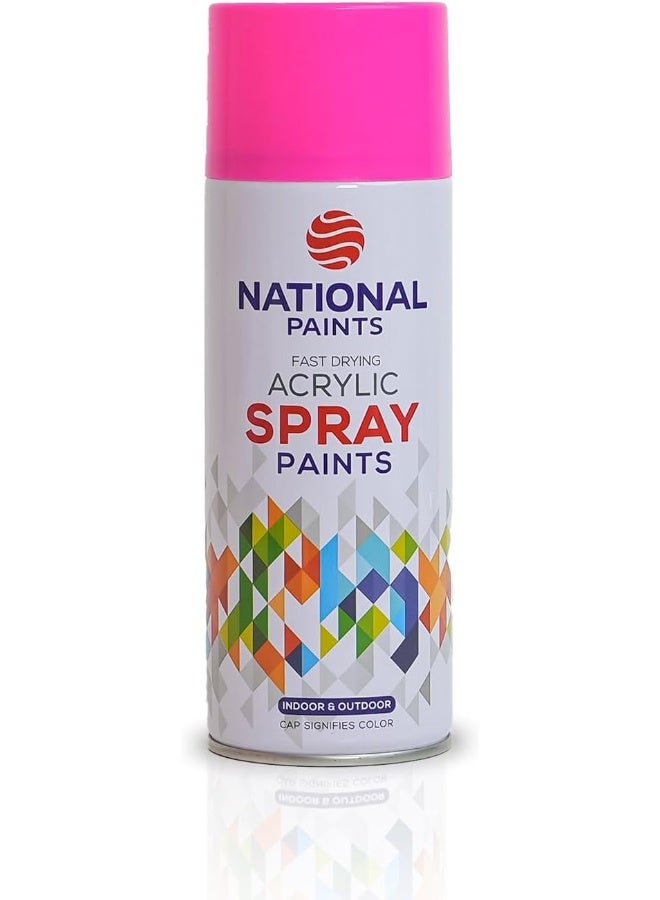 NATIONAL PAINTS Fast Drying Acrylic Spray Paint - Fluorescent Pink 760 - Image 1