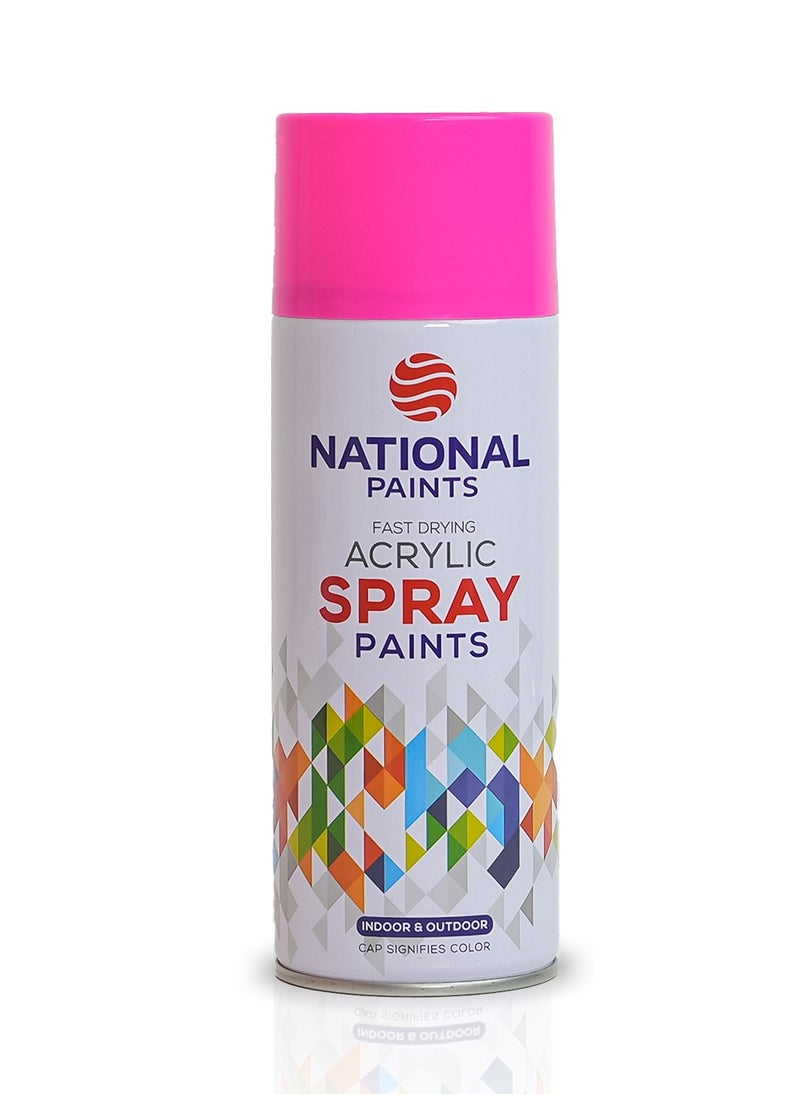 NATIONAL PAINTS - Fast Drying Acrylic Spray Paint - FLUORESCENT PINK 760 - Image 1