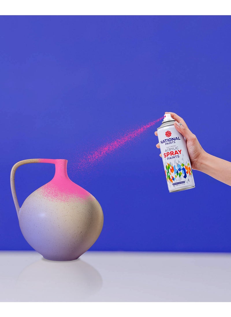 NATIONAL PAINTS - Fast Drying Acrylic Spray Paint - FLUORESCENT PINK 760 - Image 1